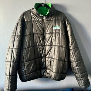 Black and Green Puffer Jacket